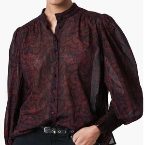 AllSaints Excellent Red Snakeskin Leonie Stanza Shirt Size 4